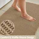 TYUU Waffle Bath Mat, Boho Bathroom Rugs Non Slip Washable Super Absorbent Quick Dry Farmhouse Bathroom Decor, 30"x20" Khaki