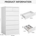 White Tall 7 Drawer Dresser for Bedroom, Modern Wood Closet Dressers & Chests of Drawers with Jewelry Storage, 23.6" L*15.8" W*47.5" H in Large Vertical Dresser for Bedroom, Living Room, Nursery