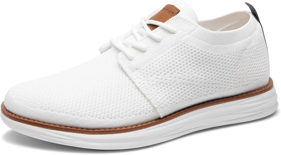 Bruno Marc Men's KnitFlex Breeze Mesh Sneakers Oxfords Lace-Up Lightweight Casual Walking Shoes (12, 01 White)