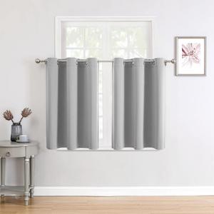 ChrisDowa Small Window Curtains for Kitchen and Bedroom - Grommet Short Thermal Insulated Room Darkening Curtains (2 Panels, Light Grey, 52 x 36 Inch) ChrisDowa Small Window Curtains for Kitchen and Bedroom - Grommet Short Thermal Insulated Room Darkening Curtains (2 Panels, Light Grey, 52 x 36 Inch)