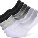 Leotruny 6 Pairs Unisex Thick Cushion Athletic Cotton Non Slip Low Cut Flat Liner No Show Socks (X-Large, C01-Black/ White/ Light Gray)