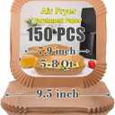 GOAUS Air Fryer Square Paper Liners Disposable Large 150 Pcs for 5 to 8 Qt Basket, 7.9 inch Unbleached Non-stick Oil-proof Parchment Paper