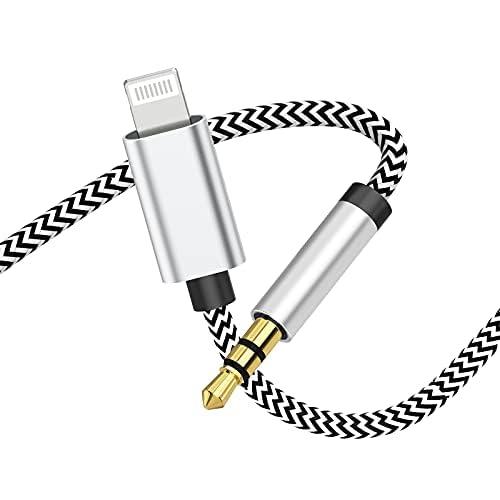 esbeecables Aux Cord for iPhone 6FT, [Apple MFi Certified] Lightning to 3.5 mm Headphone Jack Adapter Male Aux Stereo Nylon Braided Audio Cable for iPhone 14 13 12 11 Pro Max XS XR X 8 7 6 5