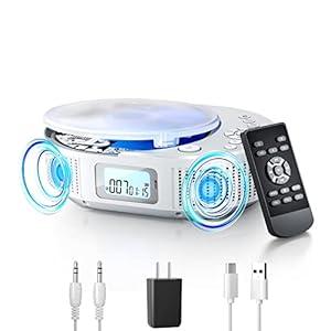 CD Player Portable, FELEMAN Upgraded Boombox CD Player & Bluetooth Speaker 2 in 1 Combo, Rechargeable Portable CD for Car/ Home with Remote Control, FM Radio, Support AUX/ USB, Headphone Jack