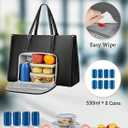 MATEIN Laptop Tote Bag with Insulated Lunch Compartment, 15.6 Inch PU Leather Briefcase with Leakproof Lunch Box Pocket for Women, Convertible Lightweight Computer Work Bag Handbag for Office, Black