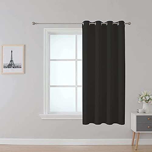 Upcortinassi Fire Retardant Blackout Curtain, Grommet Top, NFPA 701 Certified Flame Resistant for Dorm Room/Living Room, 1 Panel, Black, 40x63 Inch