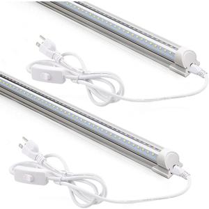 Barrina LED Shop Lights 2FT, 20W 3000LM 5000K, T8 LED Light Fixture, Clear Cover, Ceiling and Utility Shop Light, Linkable Tube Lights for Room, Garage, Workbench, Warehouse, 2 Packs (2 Packs, 5000K)