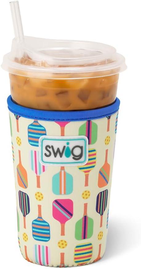 Swig Life Medium Iced Cup Coolie, Standard 22oz Iced Coffee Cup Insulator Sleeve with Handle, Neoprene Insulated Coolie Keeps Drinks Cold (Pickleball)