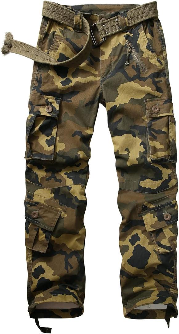 Womens Cargo Pants with Pockets, Women's Casual Military Army Hiking Combat Tactical Work Pants Trousers (Camouflage, 14)