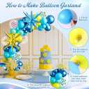 Blosssound 113 Pcs Cartoon Sponge theme Balloon Arch Kit Yellow Party Decorations with Blue Yellow Teal Clear Star Latex Balloons for Birthday Supplies Party Decor