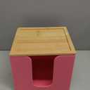 VITVITI Disposable Face Towel Holder Box, Acrylic Facial Towel Container for XL Clean Skin Club, Large Disposable Face Towels Storage with Bamboo Lid, for Bathroom, Vanity Makeup, Pink