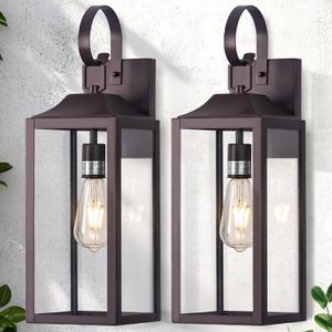 19" Large Outdoor Wall Lantern 2 Pack, Bronze Exterior Lighting Fixtures Porch Light, Outdoor Light Fixtures Waterproof Wall Sconce Lamps Outside Lights for House Patio Garage Porch (Bronze(No Sensor))