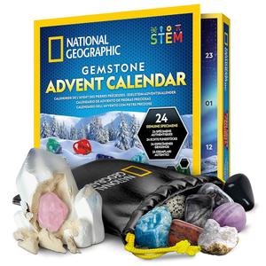 NATIONAL GEOGRAPHIC 2024 Advent Calendar Gems - 24 Gems to Discover Every Day, Christmas Countdown Rocks Collection with Digging Kit (English Language Only)
