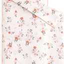 Wake In Cloud - Toddler Nap Mat with Pillow and Blanket, 100% Cotton Fabric, for Kids Girls Ages 3 Plus in Daycare Kindergarten Preschool, Roll Up Sleeping Bag, Floral Flowers (Standard - 50"x20", Light Pink)