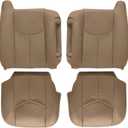 SecosAutoparts Driver & Passenger Bottom & Top Lean Back & Driver Foam Replacement Leather Seat Covers Tan# 522 Compatible with Chevy Tahoe Suburban Silverado Avalanche GMC Sierra 2003 2004 2005 2006