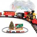 AuroTops Christmas Train Sets for Around The Tree,Kids Train Set Steam Trains for Boys Girls,Sounds & Lights, for Kids 4 5 6 7 8 + Years Party Favors Party Decorations