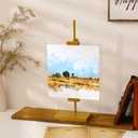 Yaocom Adjustable Metal Easel Stand with Acrylic Floating Photo Frame 16.5" Tabletop Frame Stand for Display, Poster or Signs Floor Heavy Duty Easel for Weeding Home Exhibition Restaurant(Gold)
