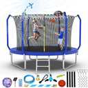 Lyromix Upgraded Trampoline 10FT With Basketball Hoop, Light, Sprinkler, Stakes - Outdoor Backyard for 4-6 Kids and Adults