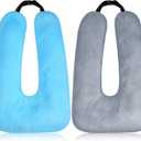 Barydat 2 Pcs Car Travel Pillow for the Back Seat 28 x 18 in Sleeping Reading Pillows for Long Distance Travel Car Cushion for Kids Adults Head and Body Support U Shaped Pad for Travel(Gray, Blue)