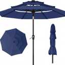 10ft 3 Tier Patio Umbrella, Outdoor Market Table Umbrella with UPF 50+ Vented Canopy, 8 Sturdy Ribs, Easy Push Button Tilt and Crank, Windproof for Deck, Pool, Backyard and Garden