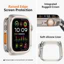 amBand 3 in 1 Metal Case Compatible with Apple Watch Series 9/8/7 45mm, W1 Rugged Bumper Protector [Turning into Ultra 3/2/1 Upgrade] with Watch Crown + Back Cover, Natural Titanium