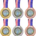 6 Packs Science Fair Medals with Neck Ribbon, 2.75" 1st 2nd 3rd Place Medals, Gold Silver Bronze Metal Medal for Awards Competitions Scholastic Science Project Academic Award Prize Gift (6)