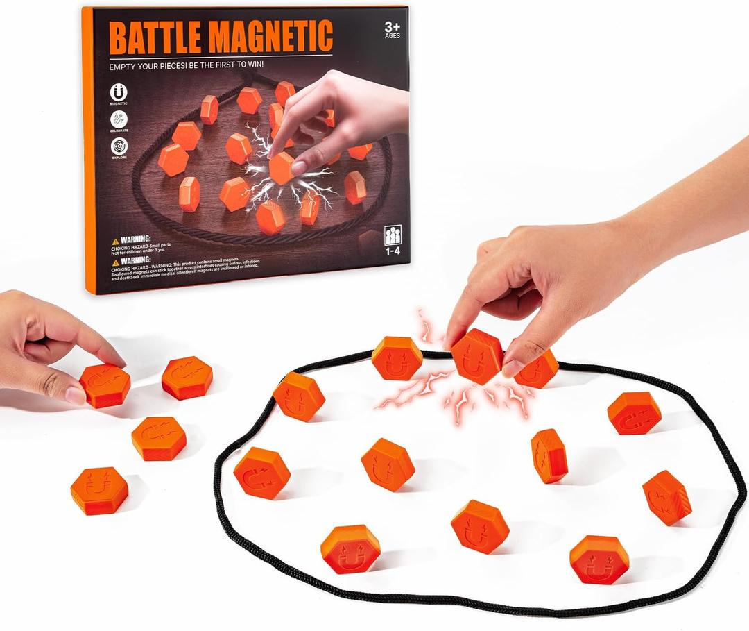 20-Piece Magnetic Chess Game with Textured Stones & Rope | Strategic Standing Play for Kids & Adults | Family, Party, Travel & Camping Puzzle Strategy Games