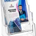 MaxGear Brochure Holder 3 Tier 8.5x11 inch with Removable Divider for 4x9 inch Acrylic Literature Display Stand Clear Plastic Flyer Holder Wall Mount or Countertop Use for Pamphlets, Booklets, 1 Pack