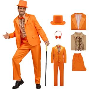 Harry and Lloyd Costume Adults Dumb Blue Dumber Orange Tuxedo Top Hat with Bow Tie 90s Halloween Costumes for Men (Medium)