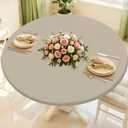 Round Spandex Tablecloth, Elastic Fitted Waterproof Tablecloths for 42"-50" Tables, Stretch Washable Picnic Table Cover for Camping, Dining, Indoor and Outdoor, Taupe