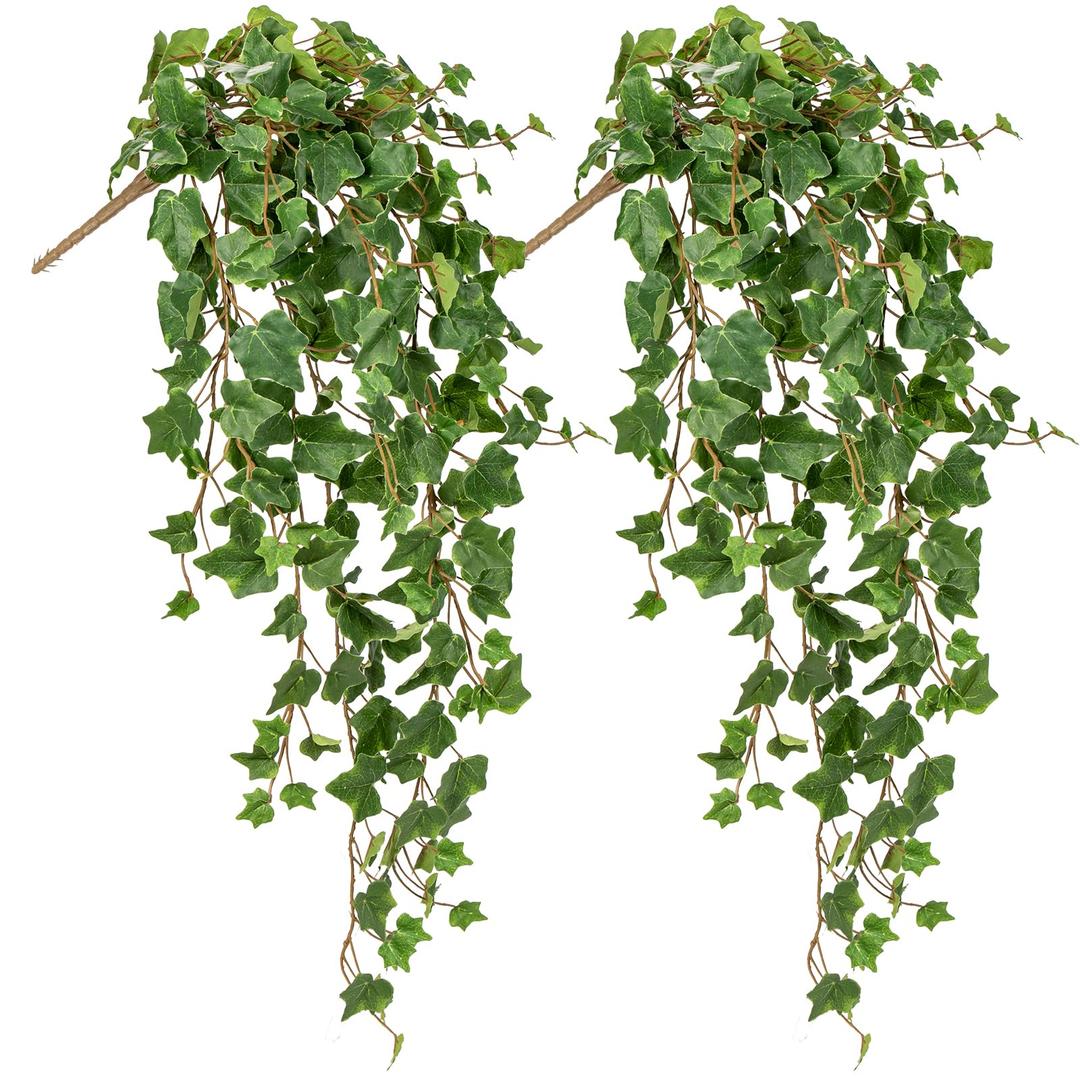 Hollyone 2pcs Artificial Hanging Plants 35.4" Fake Ivy Vine Faux Ivy Leaves Fire and UV Resistant Hanging Plant Wall Greenery for House Room Patio Indoor Outdoor Home Shelf Office Wedding Decor