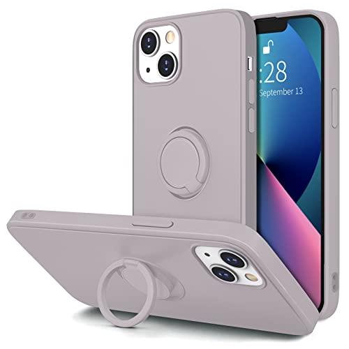 Hython for iPhone 13 Case with Ring Stand [360° Rotatable Ring Holder Magnetic Kickstand] [Soft Microfiber Lining] Slim Shockproof Rubber Protective Phone Case Cover for Women, Lavender