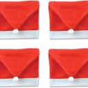 Beistle , 4 Piece Santa Hat Chair Cover, 19" x 25" (Red/White)