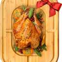 Meat Cutting Board - Large 18"x12" Reversible Bamboo Carving Board for Turkey - Heavy Duty Butcher Chopping Block with Deep Juice Groove, Spikes, & Grip, Kitchen Platter, Christmas Gift