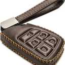 Vitodeco Genuine Leather Smart Key Fob Case with Leather Key Strap - Compatible with Chevrolet Suburban & Tahoe 2025, Silverado 2025 (5-Button, Brown)