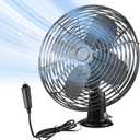 12V Fan RV|Truck Cooling Heavy Duty 8" Metal Car Fan Bus|Boat|Forklift|Car|Camper|Lawn|Mower|Tractor 2-Speed Black
