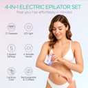 VOGOE Epilator for Women-Cordless Epilators Hair Removal for Women, 4-in-1 Electric Razor Hair Remover, 2 Speeds & 21 Tweezers for Face Legs Arms Armpit Bikini, Purple HR310