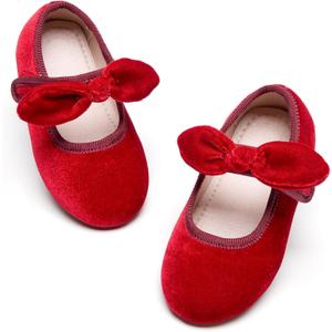 Kiderence Little Toddler Girls Dress Shoes Ballerina Ballet Flats Kids Mary Janes (Ck321 Red) size 10M