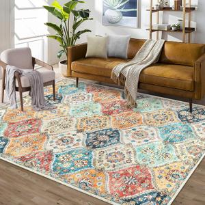 Washable Area Rug Moroccan Trellis Distressed Area Rugs Stain Resistant Non-Slip Floor Carpet Vintage Medallion Accent Rug Farmhouse Floor Cover for Dining Room Bedroom, Cream, 3' x 5' Washable Area Rug Moroccan Trellis Distressed Area Rugs Stain Resistant Non-Slip Floor Carpet Vintage Medallion Accent Rug Farmhouse Floor Cover for Dining Room Bedroom, Cream, 3' x 5'