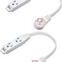 DEWENWILS 1FT 360 Rotating Flat Plug Extension Cord/Wire, 16AWG Multi 3 Outlet Extension Cord, 3 Prong Grounded Wire for Small Appliances, 2 Pack, White