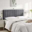 Nestl Upholstered Queen Headboard - Easy Assemble Channel Stitched Headboard Queen Size - Wall Mounted Headboards with 3D Soundproof Wall Panels Peel & Stick Floating Headboards, Grey