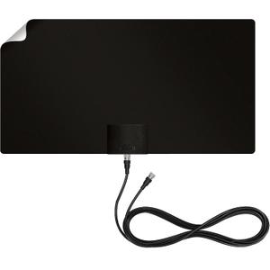 Mohu Leaf Supreme Pro Paper-Thin Indoor TV Antenna, Amplified, UHF VHF, 65-Mile Range, Multi-Directional  w/12 ft. Cable, Signal Indicator