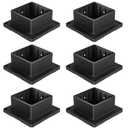 HILLMASTER 4x4 Post Base, 6 Pack Plastic Post Anchor Deck Post Base Support for Outdoor Wooden Fence,Mailbox,Pergola Brackets Fence Kit, Durable Black Bracket Base Cover with Black Powder-Coated