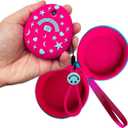 JCHPINE Hard Carrying Case and Silicone Cover Compatible with Tamagotchi Pix Interactive Virtual Pet Game Machine, Screen Film Protector for Tamagotchi Pix Accessories(Pink-Teal)