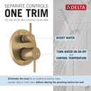 Delta Modern 14 Series Round Rain Shower System Faucet Set, Rainfall Brushed Gold Shower Head and Handle Set, Valve Trim Kit, 10 Inch, Champagne Bronze T342702-CZ (Valve Not Included)