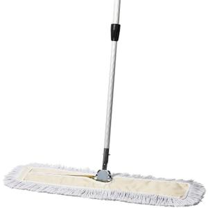 Commercial Dust Mop 30 Inch Floor Sweeper for Hardwood, Reusable Cotton Mop Head, Extendable Handle, Dry Mop for Floor Cleaning & Janitorial Supplies