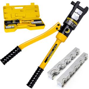 16 Tons Hydraulic Wire Crimping Tool Battery Cable Lug Terminal Crimper With 13 Pairs of Dies, 9AWG to 600MCM Crimping Tool