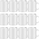 TANGLONG Sublimation Mugs Blank, Tazas Para Sublimacion, White Ceramic Sublimation Cups, Bulk Mugs for Coffee, Tea, Latte, Soup, Milk, Hot Cocoa 11 oz Set of 12