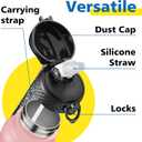 Han's Bottle Sports Water Bottle - 32 Oz, Straw Lid, Leak Proof, Vacuum Insulated Stainless Steel, Double Walled, Thermo Mug,Blush