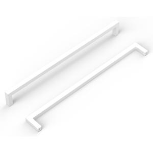 goldenwarm 5 Pack White Cabinet Pulls 10 Inch Cabinet Handles Kitchen Drawer Handles White Drawer Pulls Square Bar Hardware Stainless Steel Dresser Hardware for Cupboard Bathroom (10in Hole Centers)